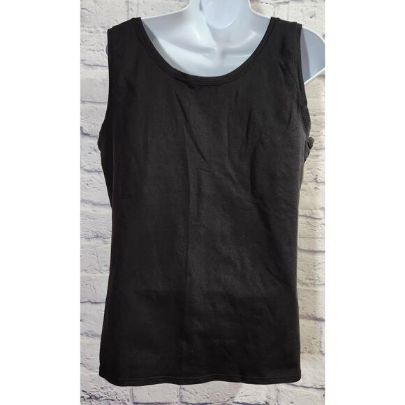 Investments Black Round Neck Sleeveless Tank Top Large Lightweight Soft Stretch - Picture 3 of 4